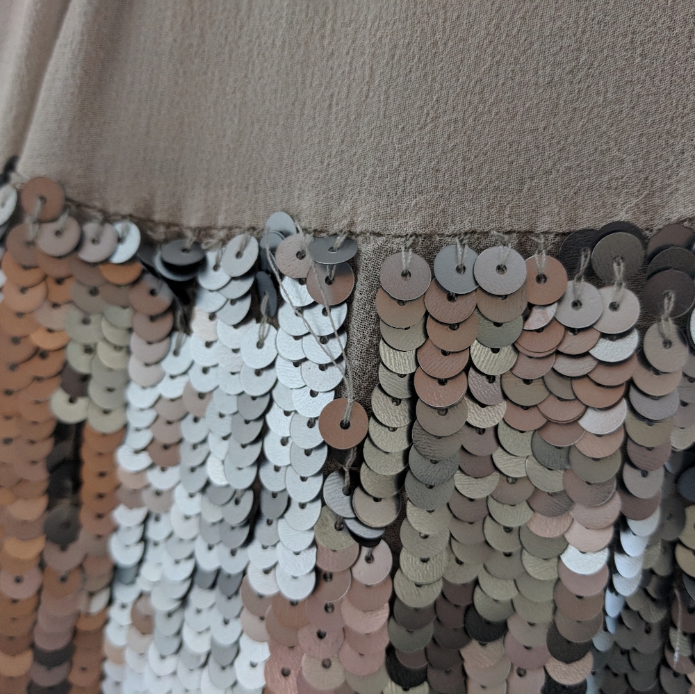 Joie Silvana Tank Top Taupe Silver Sequin Blouse Party Glam Neutral Y2K - Picture 6 of 7